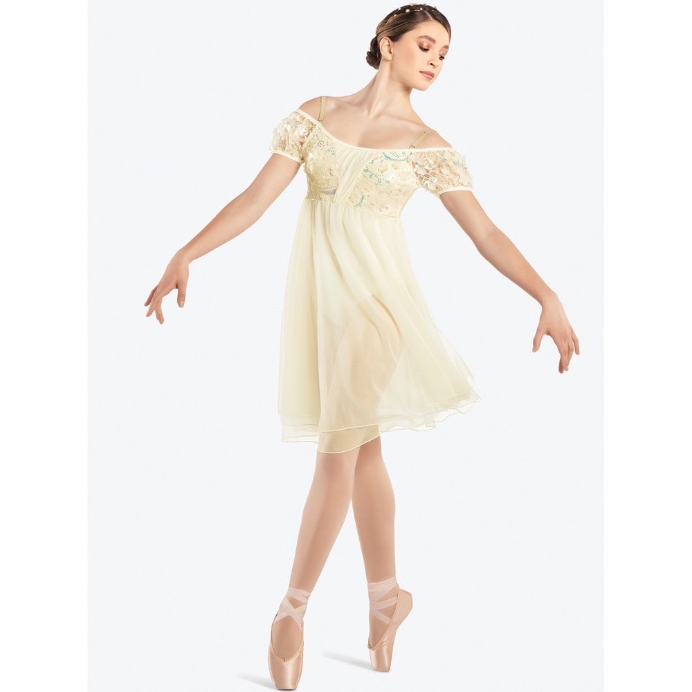 Revolution Dancewear Lyrical Ballet Costume Child Large Cream Sequin Nylon